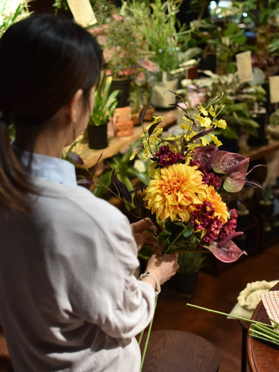 Artificial flower lesson.